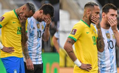 Messi e Neymar qeshnin, derisa autoritetet braziliane ndërprenë ndeshjen shkaku i katër lojtarëve të Argjentinës