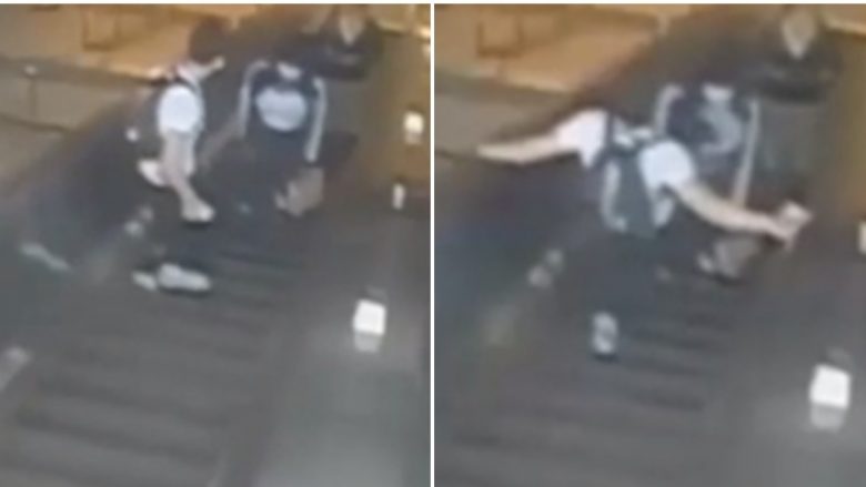 Burri e goditi dhe e rrëzoi gruan nga shkallët lëvizëse të metrosë në Nju Jork – vetëm për një fjalë!