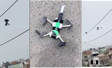 Policët përdorin dronin për ta çliruar pëllumbin që kishte ngecur në kabllon e një shtylle elektrike