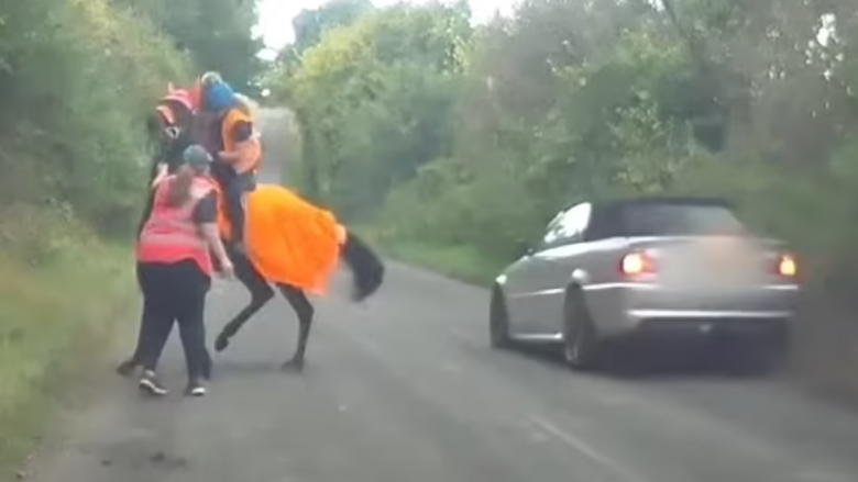 Shoferi i një BMW tmerroi një 11-vjeçare që gjendej mbi një kalë, si dhe motrën e saj – në një rrugë në Angli