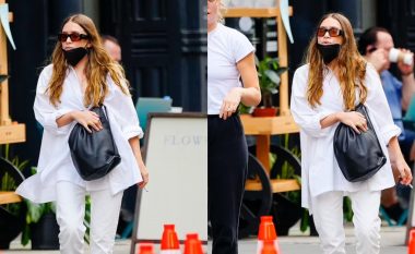 Ashley Olsen shihet e veshur plotësisht në të bardha rrugëve të New Yorkut