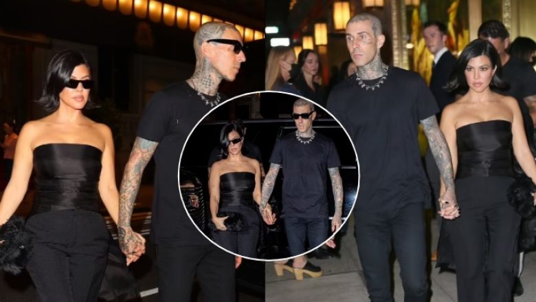 Kourtney Kardashian dhe Travis Barker të kombinuar në veshje shihen teksa shkojnë për darkë romantike në New York