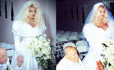 Bebe Rexha transformohet si nuse për Halloween, risjell dukjen që aktorja dhe modelja amerikane Anna Nicole Smith kishte në dasmën e saj në vitin 1994
