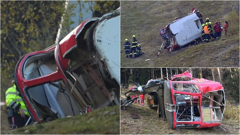Aksident me fatalitet i teleferikut në Çeki – një i vdekur dhe disa të lënduar pasi një kabinë fluturoi dhe u përplas në mal
