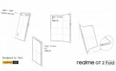 Pamje që tregojnë sesi do të duket telefoni i mençur Realme GT2 Fold