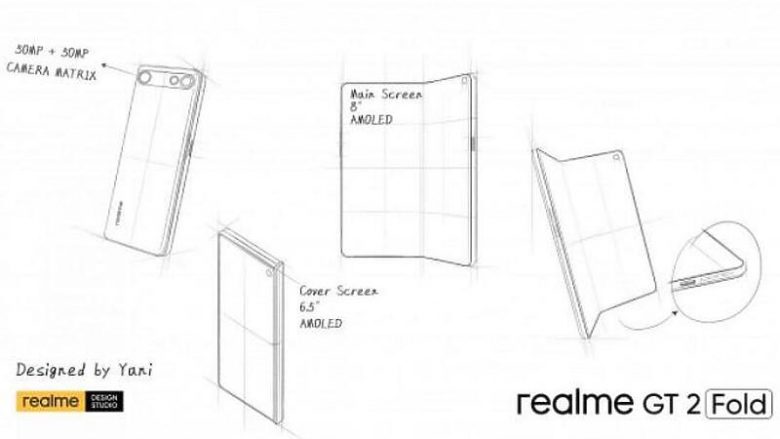 Pamje që tregojnë sesi do të duket telefoni i mençur Realme GT2 Fold