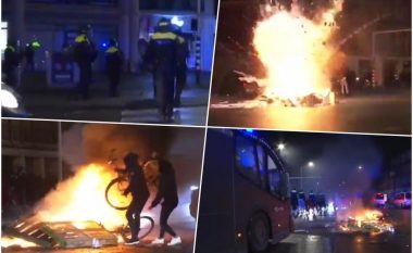 Pasojat e masave anti-COVID në Holandë, policia përdori topa ujë për të shpërndarë turmën – demonstruesit hidhnin gurë mbi ta