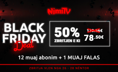 NimiTV ofron 50% zbritje për Black Friday plus 1 muaj abonim FALAS