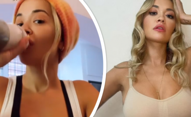 “Palestra më mbyti mua”, Rita Ora shfaqet duke pirë një pije proteinë pas disa ushtrimeve intensive