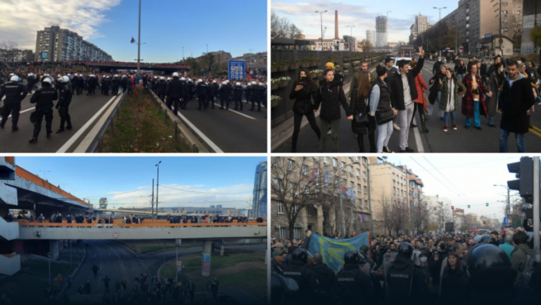Protesta masive në Serbi: Bllokim i rrugëve në Beograd, arrestime në Novi Sad