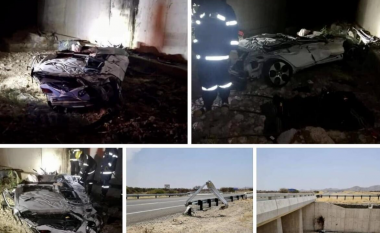 Pamje të shkatërrimit të plotë të VW Golf GTi që po lëvizte me shpejtësi 256 km/h