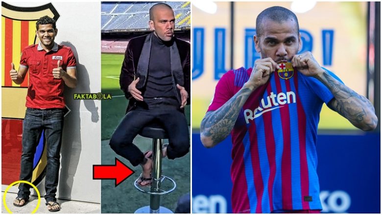 Sikurse para 13 vitesh – Dani Alves mban mbathur sandale në prezantimin e tij në ‘Camp Nou’