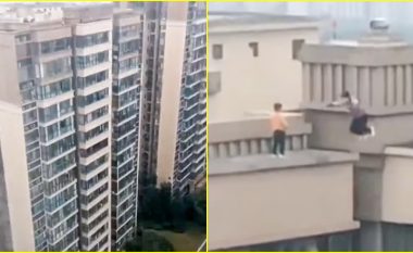 Momenti drithërues kur një djalë kërcen nëpër çatitë e një ndërtese 22-katëshe në Kinë