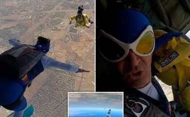 Futet në librin e rekordeve Guiness, parashutisti amerikan rrokulliset 160 herë në ajër dhe zbret pranë piramidës së Gizës