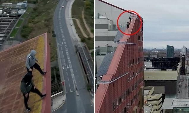 U ngjitën pa pajisje mbrojtëse në kulmin e ndërtesës mbi 80 metra të