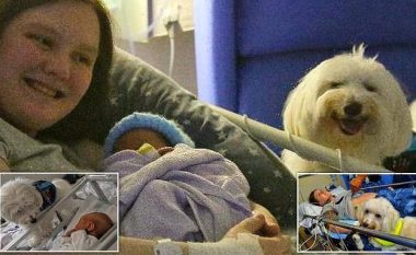 Një grua e cila vuan nga krizat jo epileptike, bëhet e para që lind në spital me qenin e saj përkrah saj si një ‘ndihmë mjekësore’