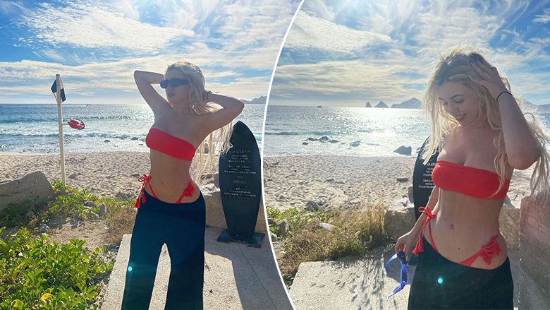 Ava Max e shijon ditën e fundit të vitit 2021 në plazh, ndërsa nuk heziton të tregojë linjat atraktive të trupit në paraqitje me bikini