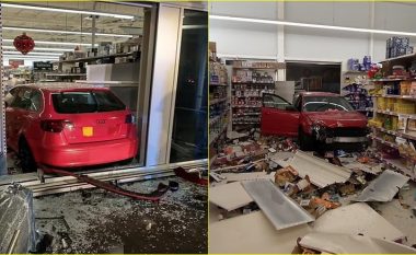 Audi hyn përmes dritares në një shitore në Angli – shoferi bëhet objekt talljeje në rrjetet sociale