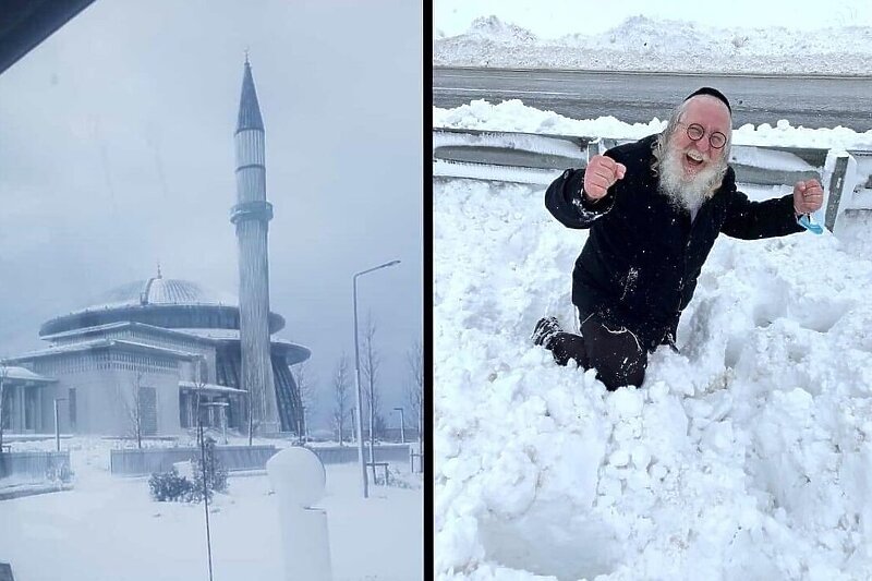 Nga reshjet e mëdha të borës mbeti i bllokuar në veturë – rabini izraelit strehohet në xhaminë e Stambollit – kreu ritet fetare krah myslimanëve