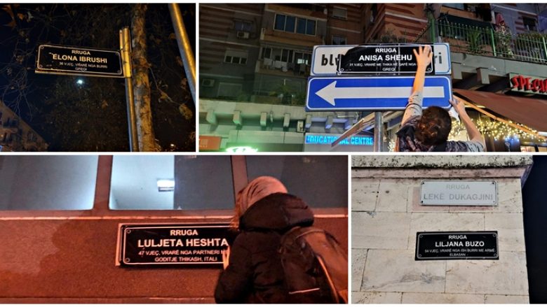 20 rrugë për 20 gra të vrarë në një vit, aktivistët e Kolektivit Feminist në Tiranë me aksionin simbolik
