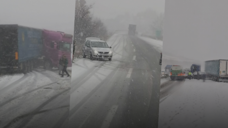 Disa aksidente në rrugët e Maqedonisë, bora shkakton kaos në komunikacion