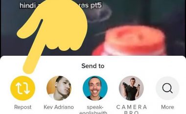 TikTok teston butonin Repost për ndarjen e klipeve