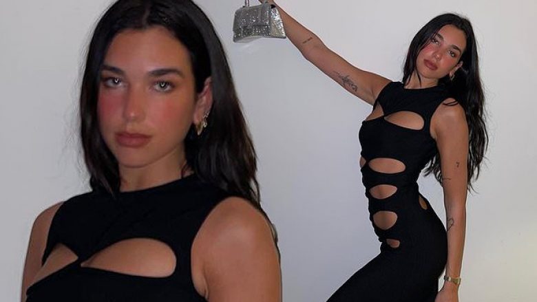 Dua Lipa tregon muskujt e tonifikuar të barkut në një paraqitje me fustan provokues me prerje të shumta