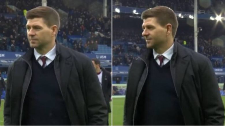 Tifozët rivalë të Evertonit e vërshëllejnë dhe shajnë, por Gerrard i ‘mposht’ me një ‘shikim vrasës’