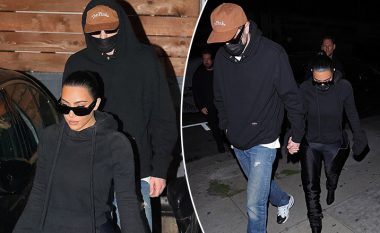 Kim Kardashian shfaqet sërish e tëra në të zezë, teksa i dashuri i saj mundohet të fshehë njohjen në publik përmes maskimit