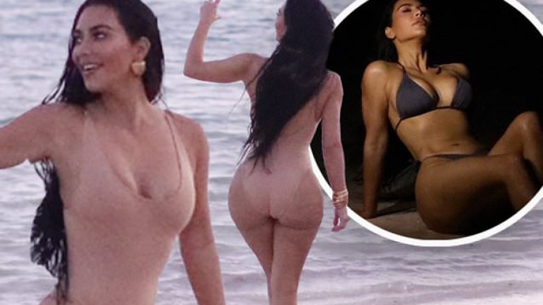 Kim Kardashian vazhdon të shfaqë linjat e saj të trupit në paraqitje provokuese me bikini në detin e Karaibeve