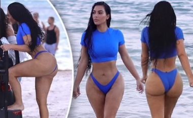 Kim Kardashian shfaq linjat e bujshme të trupit, teksa realizon setin e ri fotografik në Bahamas