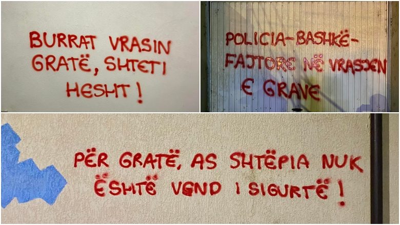 “Policia bashkëfajtore në vrasjen e grave”, vendosen grafite në Skenderaj pas vrasjes së Lirije Qerimit nga bashkëshorti