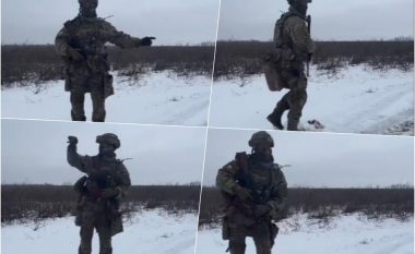 Ushtari ukrainas bëhet hit në internet, vallëzon në një terren me borë