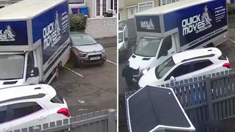 Jo një por dy, shoferi i kamionit përplas veturat derisa tenton të parkohet – pamjet bëhen virale