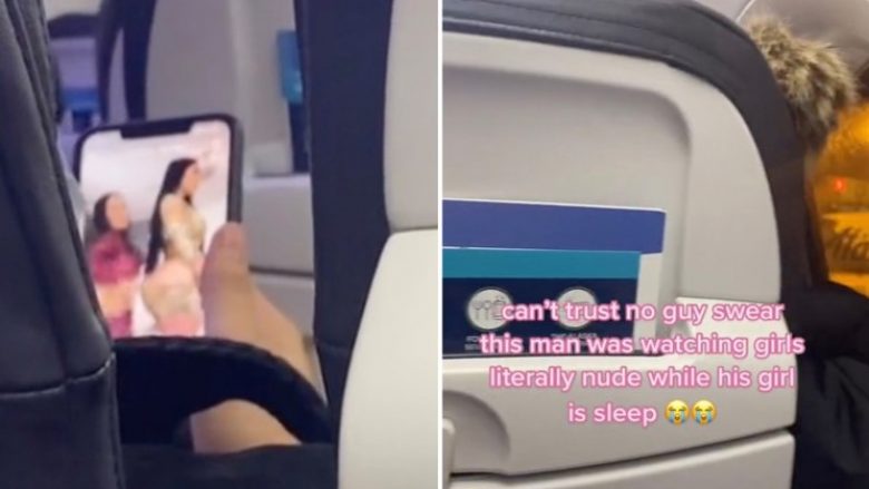 E filmoi pasagjerin duke shikuar “pornografi” në telefon derisa e dashura pranë tij flinte – pamjet bëhen virale në TikTok