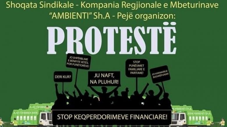 Sot protestojnë punëtorët e KRM “Ambienti” në Pejë, kërkojnë të ndalen keqpërdorimet financiare 