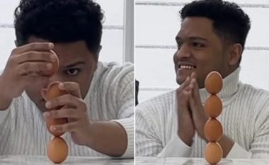 Burri nga Jemeni theu rekordin Guinness për vendosjen e katër vezëve mbi njëra-tjetrën