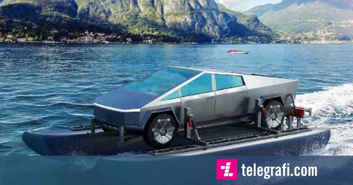 Tesla concept turns Cybertruck from a pickup truck into a "catamaran