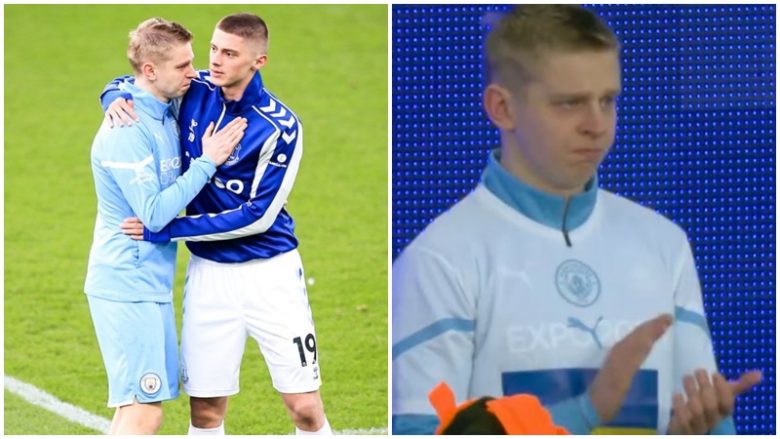 Përqafimi emocionues mes dy futbollistëve ukrainas dhe lotët e Zinchenkos para ndeshjes së Man Cityt ndaj Evertonit