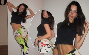Emily Ratajkowski tregon format trupore dhe ndriçon Instagramin me një palë pantallona shumëngjyrëshe