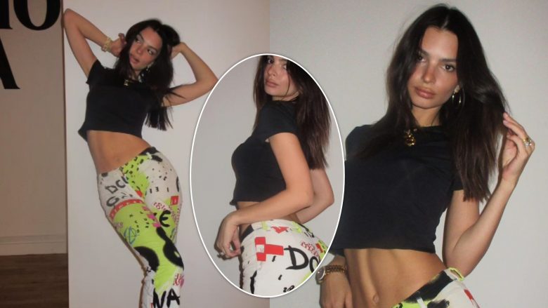 Emily Ratajkowski tregon format trupore dhe ndriçon Instagramin me një palë pantallona shumëngjyrëshe