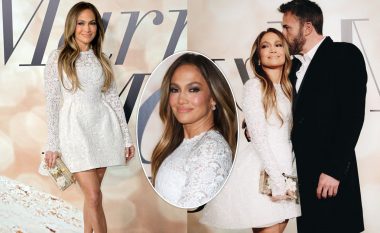 Jennifer Lopez vishet me fustan nusërie në premierën e filmit “Marry Me” me Ben Affleck