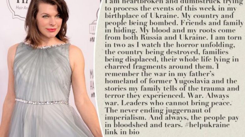 “Vendi im dhe njerëzit e mi janë duke u bombarduar”, aktorja ukrainase Milla Jovovich flet zemërthyer për pushtimin nga Rusia