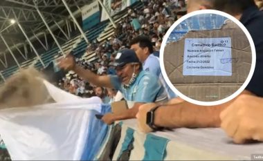Çmenduritë dhe skenat e çuditshme në Argjentinë nuk kanë fund, tifozi i Racing shpërndau në stadium hirin e një shoku të vdekur