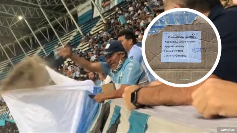 Çmenduritë dhe skenat e çuditshme në Argjentinë nuk kanë fund, tifozi i Racing shpërndau në stadium hirin e një shoku të vdekur