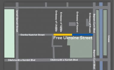 Rruga e ambasadave të Ukrainës, Serbisë, Rusisë e Kosovës në Tiranë, merr emrin “Ukraina e Lirë”