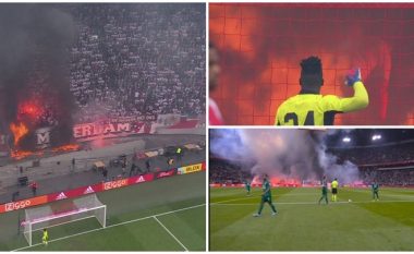 Skena apokaliptike në derbin mes Ajaxit dhe Feyenoordit – tifozët aksidentalisht i vunë flakën flamurit gjigant