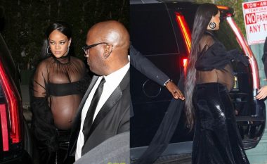 Rihanna tregon barkun e rrumbullakosur me një fustan të tejdukshëm në pas-ndejën e “Oscars 2022”