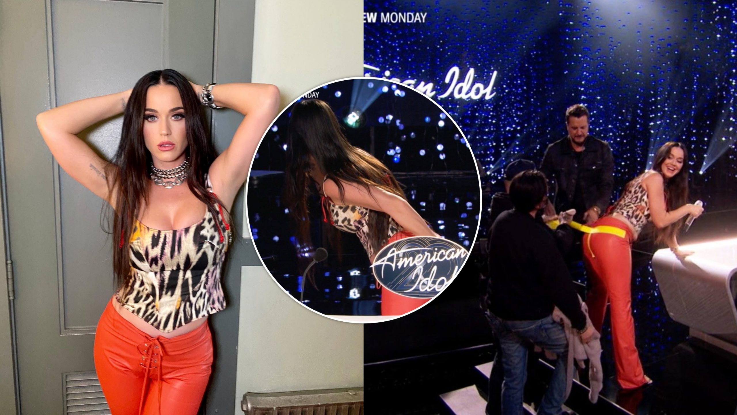 Pantallonat e Katy Perryt u grisën gjatë performancës në “American Idol” – këngëtarja detyrohet ta mbuloj pjesën me ngjitës