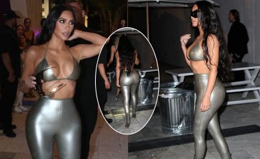 Kim Kardashian shkëlqen e veshur me sytjena dhe dollakë ngjyrë argjendi në hapjen e dyqanit Skims